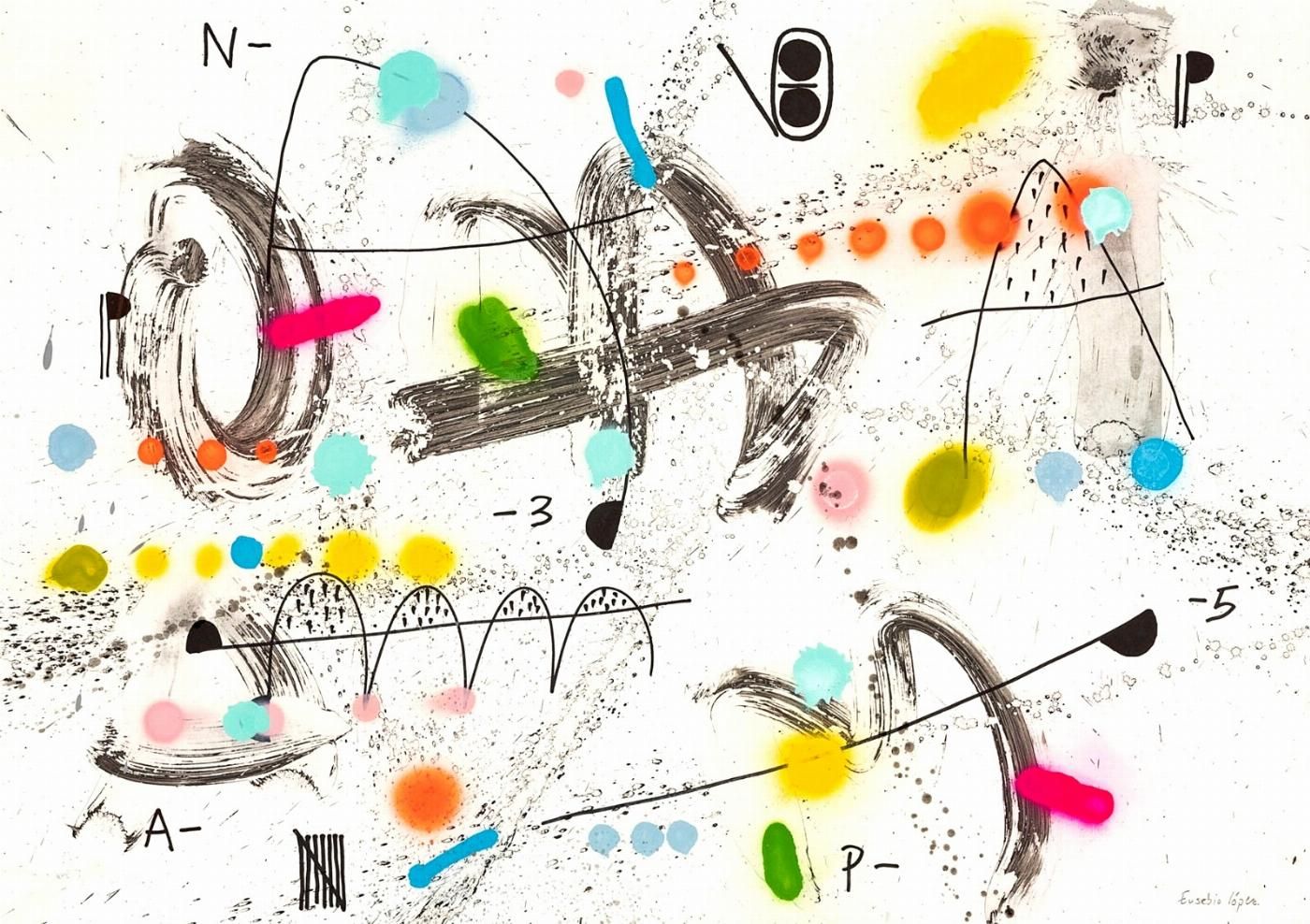 Arte espontaneo alegre para decorar mi salón