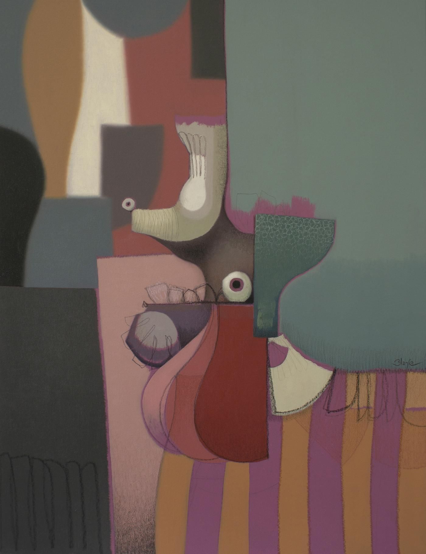 Deformación de formas en oleo sobre lienzo de Carlos Blanco